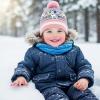 Bluey Bandit and Chilli Toddler Hat with Winter Mittens for Kids – Warm Winter Hat for Toddler with Kids Mittens Blue Grey(Pink Pompom)