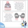 Bluey Bandit and Chilli Toddler Hat with Winter Mittens for Kids – Warm Winter Hat for Toddler with Kids Mittens Blue Grey(Pink Pompom)