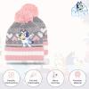 Bluey Bandit and Chilli Toddler Hat with Winter Mittens for Kids – Warm Winter Hat for Toddler with Kids Mittens Blue Grey(Pink Pompom)