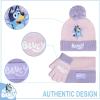 Bluey Bandit and Chilli Toddler Hat with Winter Mittens for Kids – Warm Winter Hat for Toddler with Kids Mittens Blue Grey(Pinky Purple)