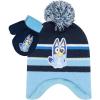 Bluey Bandit and Chilli Toddler Hat with Winter Mittens for Kids – Warm Winter Hat for Toddler with Kids Mittens Blue Grey(Blues_3)