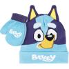 Bluey Bandit and Chilli Toddler Hat with Winter Mittens for Kids – Warm Winter Hat for Toddler with Kids Mittens Blue Grey(Bluey Blue_2)