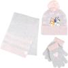 Bluey Bandit and Chilli Toddler Hat with Winter Mittens for Kids – Warm Winter Hat for Toddler with Kids Mittens Blue Grey(Grey and Pink 3 Piece)