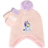 Bluey Bandit and Chilli Toddler Hat with Winter Mittens for Kids – Warm Winter Hat for Toddler with Kids Mittens Blue Grey(Pink 2 Piece)