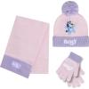 Bluey Bandit and Chilli Toddler Hat with Winter Mittens for Kids – Warm Winter Hat for Toddler with Kids Mittens Blue Grey(Pinky Purple)