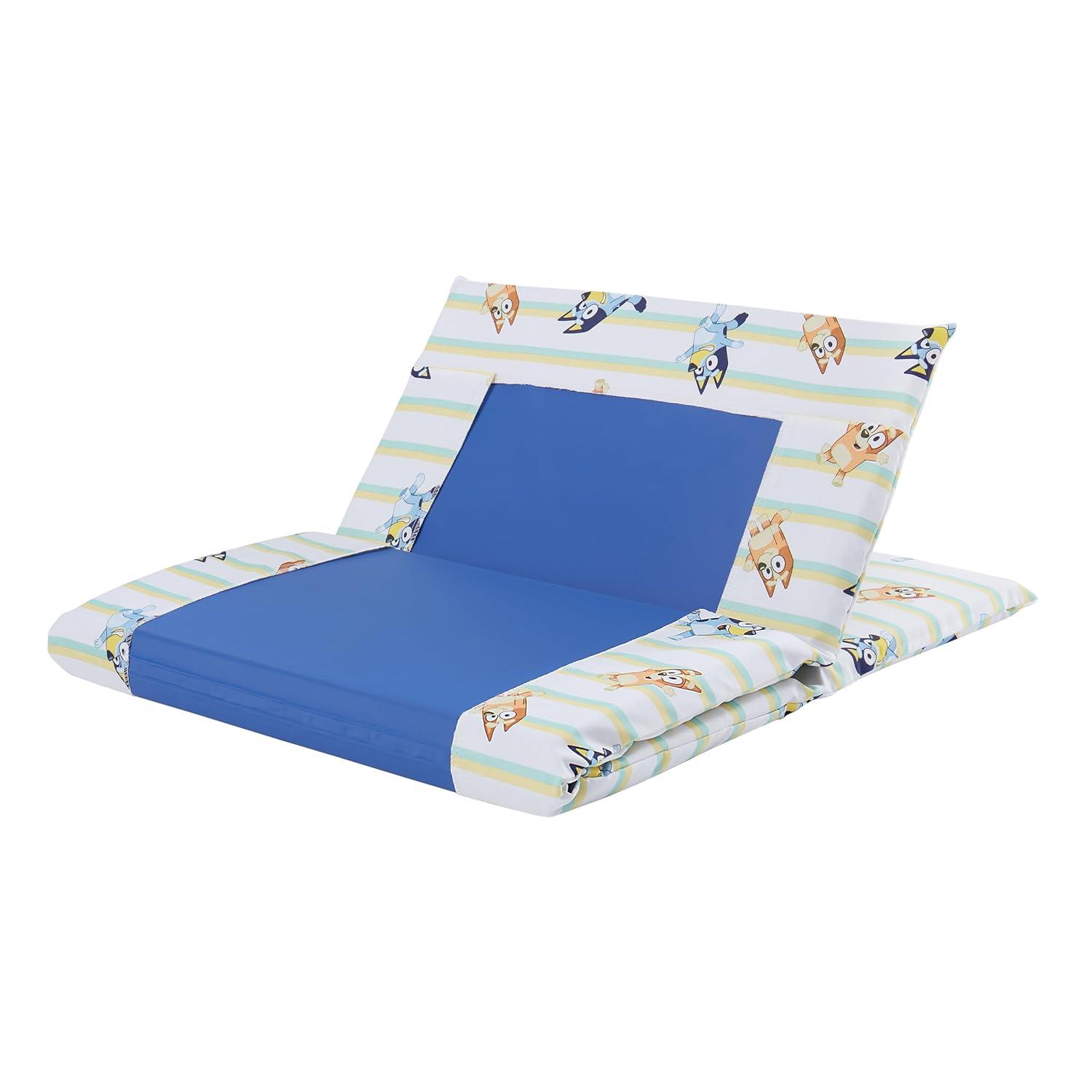 image:imageNoJo Bluey Preschool Nap Mat Sheet Blue Orange and Green Pinstripe Official Bluey Licensed
