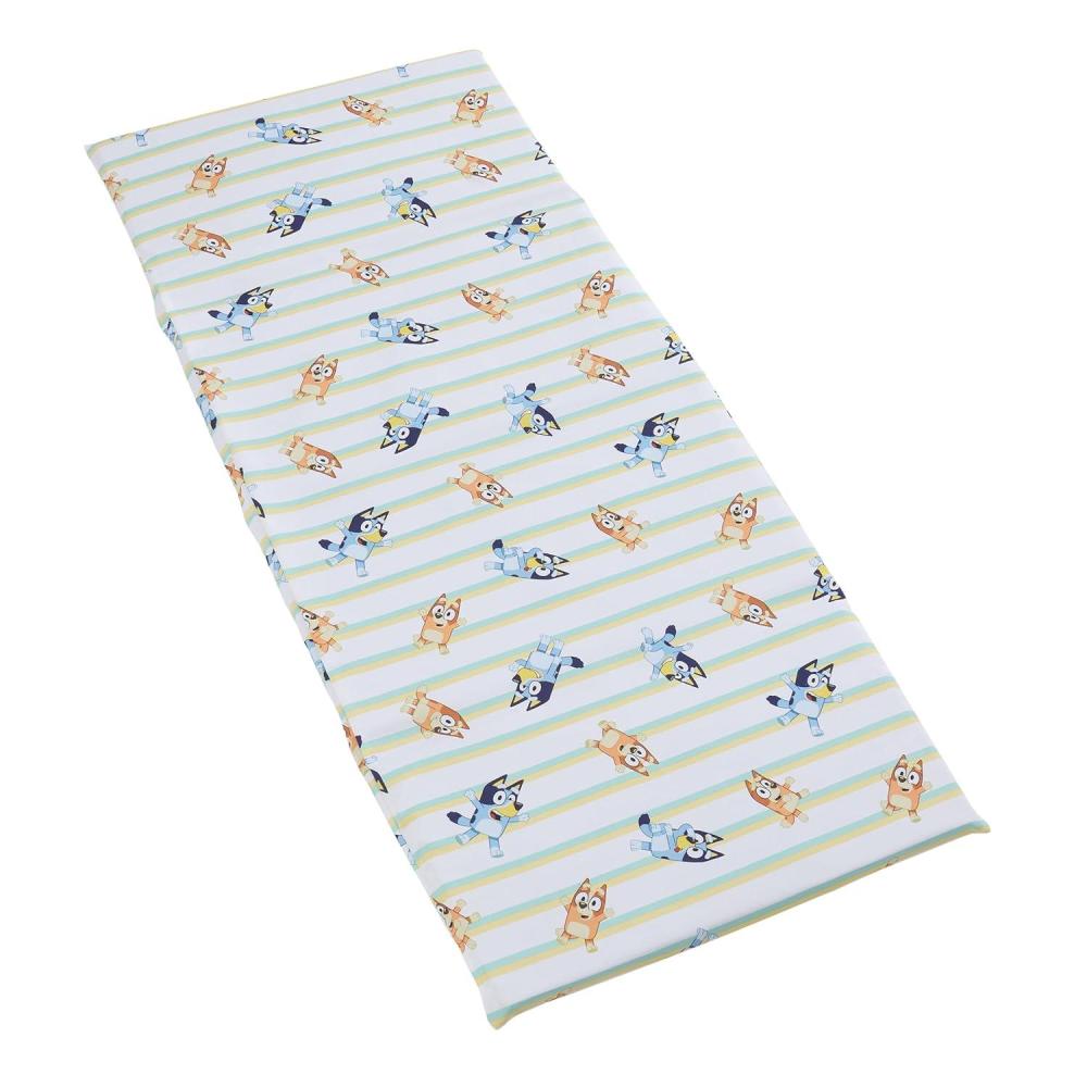 image:imageNoJo Bluey Preschool Nap Mat Sheet Blue Orange and Green Pinstripe Official Bluey Licensed