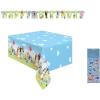 Bluey Birthday Party Supplies Bundle includes Table Cover and Happy Birthday Banner and 1 Dinosaur Sticker Sheet (2 Pack Bundle)
