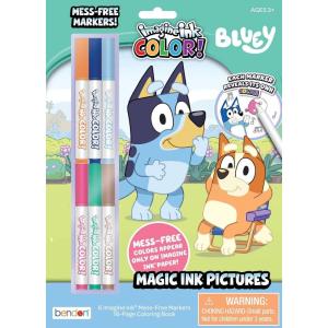 Bluey 16 Page Imagine Ink Coloring Book with 6 Mini Mess Free Markers, 57851