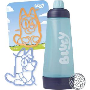 Whiskware Bluey Pancake Art Kit, 1 Batter Bottle, 2 Silicone Bluey and Bingo Pancake Molds, and 1 BlenderBall Wire Whisk, Durable, No-Mess Breakfast, BPA Free, Dishwasher Safe(Bluey)