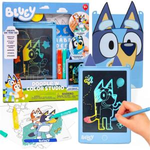 Bluey Doodle ‘N Color Studio, LCD Writing Tablet with Stylus, Coloring Sheets, Markers & More