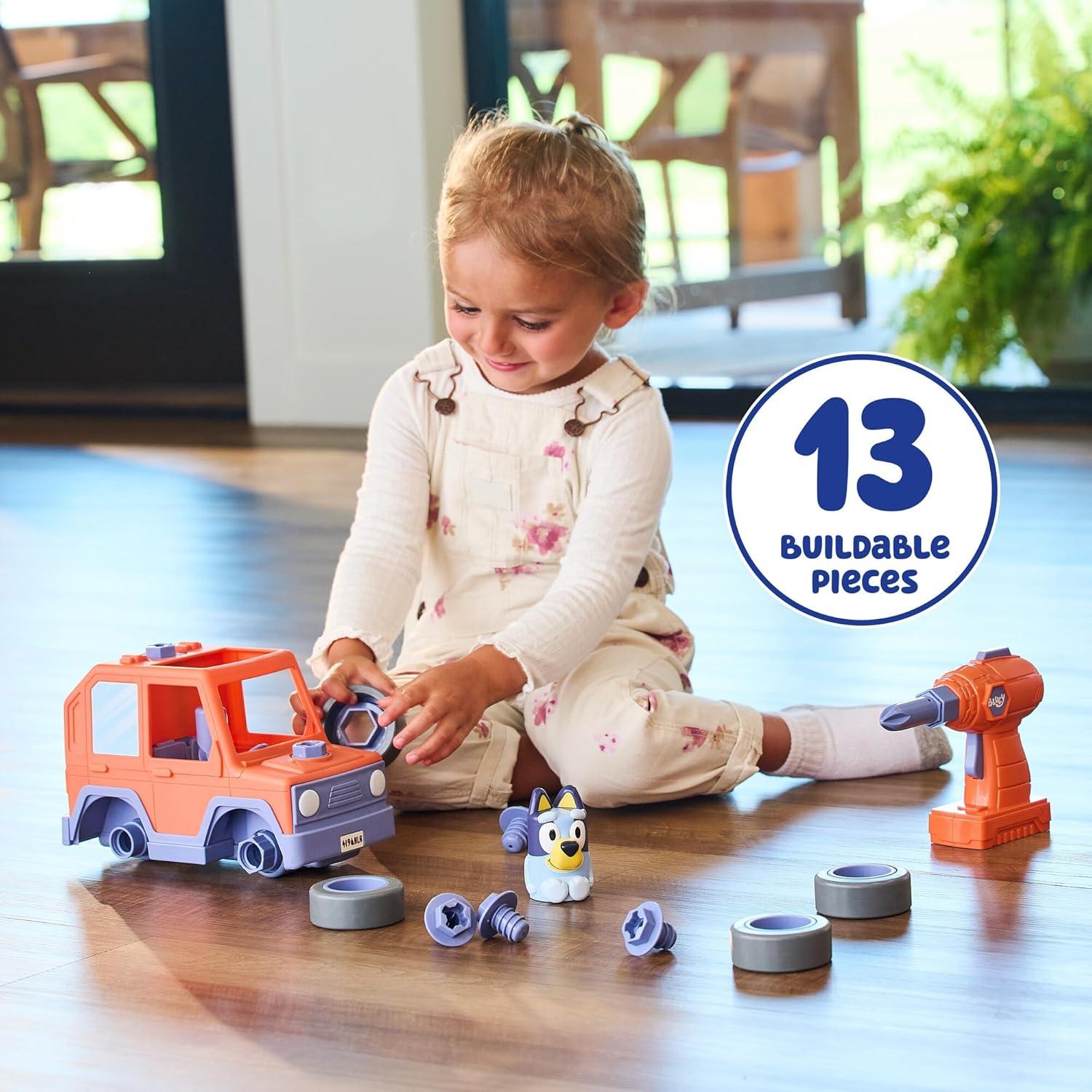 image:imageBUILDABUDDY Bluey Car Buildable TakeApart Motorized Vehicle with Bluey Figure amp Toy Drill 2in1 Toddler Building Play Educational Construction Toy Ages 18 MonthsBluey Car