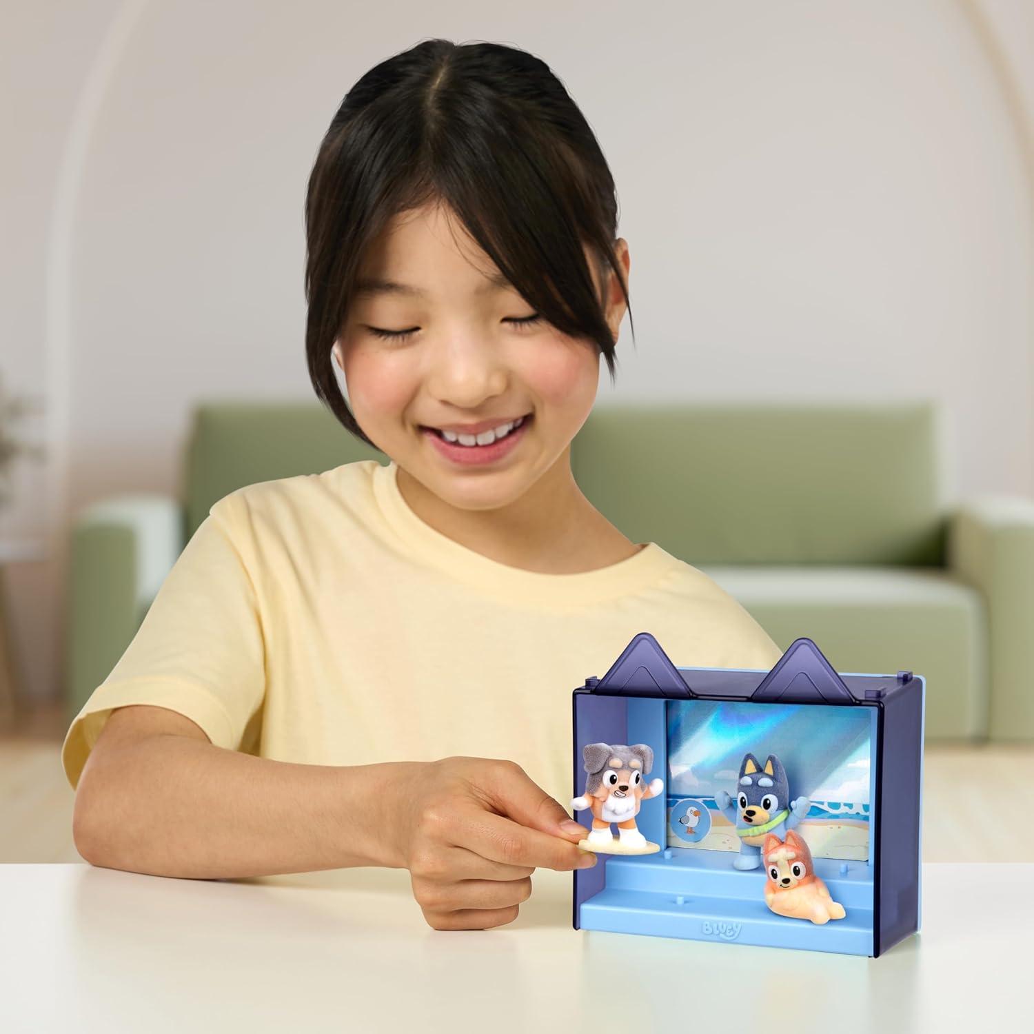 image:imageBluey Fuzzies Episode Pack Pavlova with 3 Specially Flocked Collectible MiniFigures Incl 1 Exclusive Display Case Trading Card and Collectors Guide 80 to Collect in Series 1The Beach