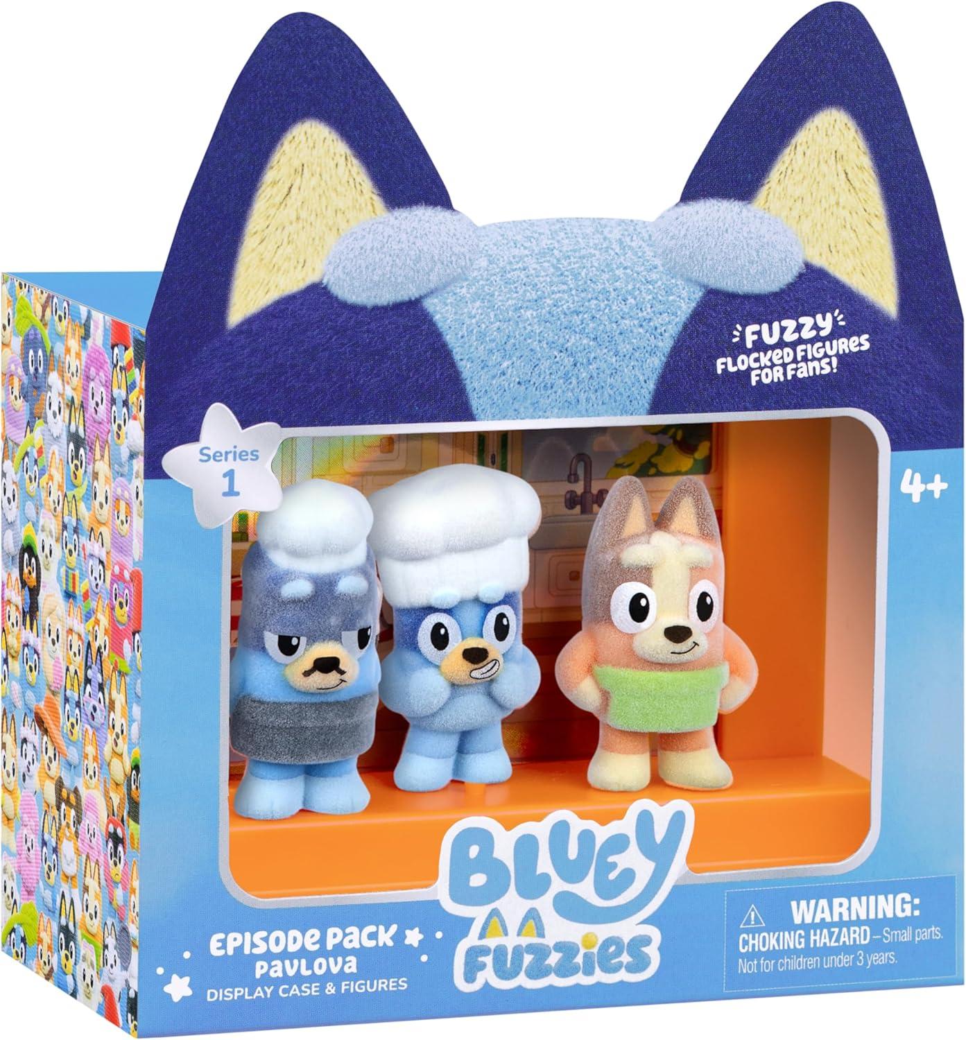 image:imageBluey Fuzzies Episode Pack Pavlova with 3 Specially Flocked Collectible MiniFigures Incl 1 Exclusive Display Case Trading Card and Collectors Guide 80 to Collect in Series 1Pavlova