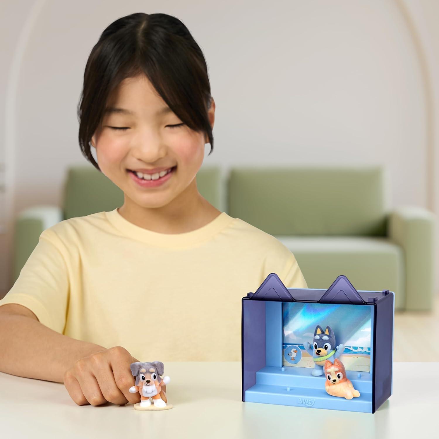 image:imageBluey Fuzzies Episode Pack Pavlova with 3 Specially Flocked Collectible MiniFigures Incl 1 Exclusive Display Case Trading Card and Collectors Guide 80 to Collect in Series 1The Beach