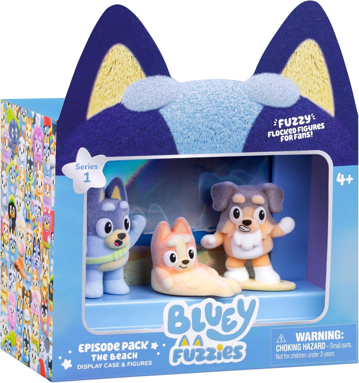 image:imageBluey Fuzzies Episode Pack Pavlova with 3 Specially Flocked Collectible MiniFigures Incl 1 Exclusive Display Case Trading Card and Collectors Guide 80 to Collect in Series 1The Beach
