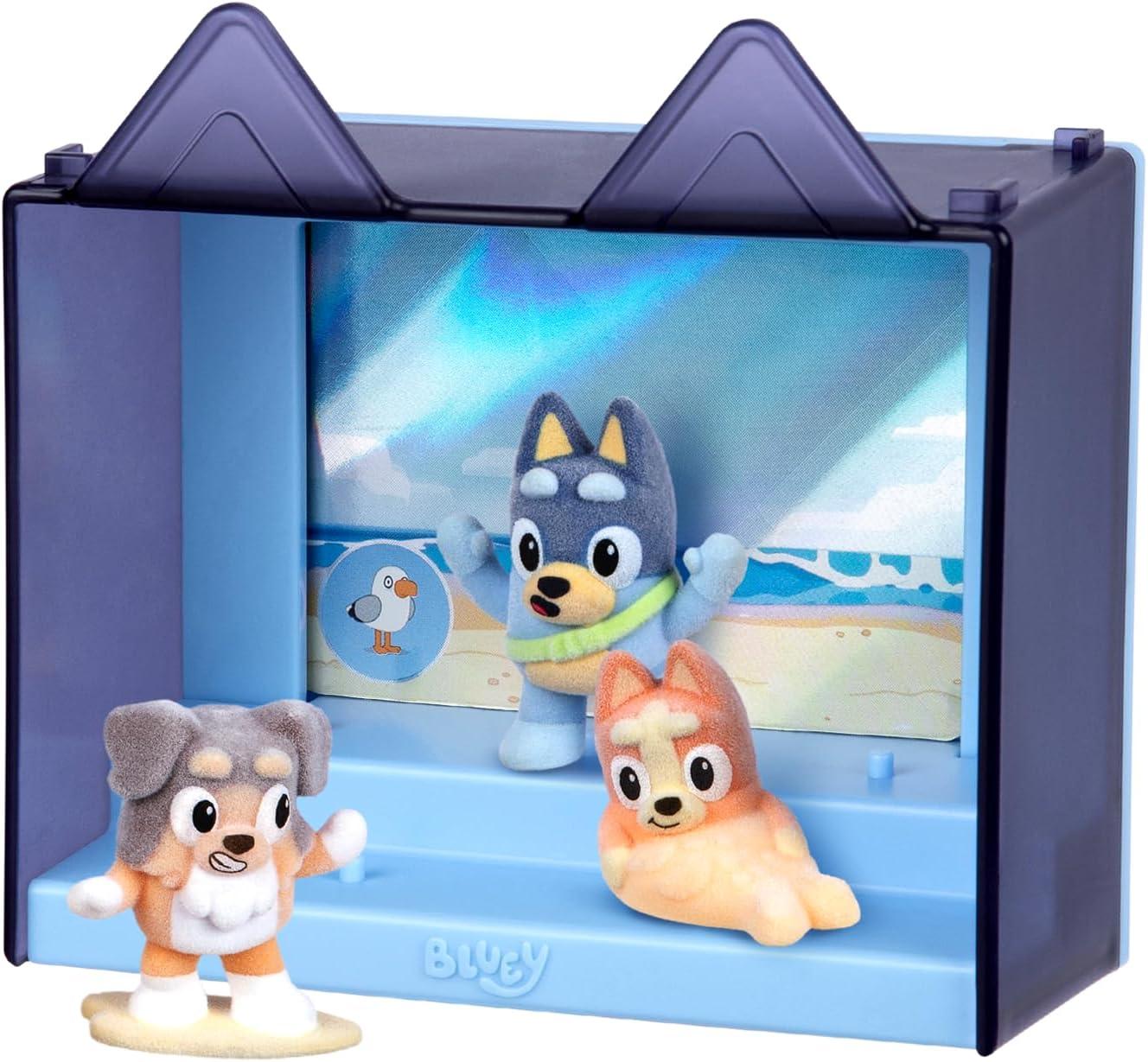image:imageBluey Fuzzies Episode Pack Pavlova with 3 Specially Flocked Collectible MiniFigures Incl 1 Exclusive Display Case Trading Card and Collectors Guide 80 to Collect in Series 1The Beach