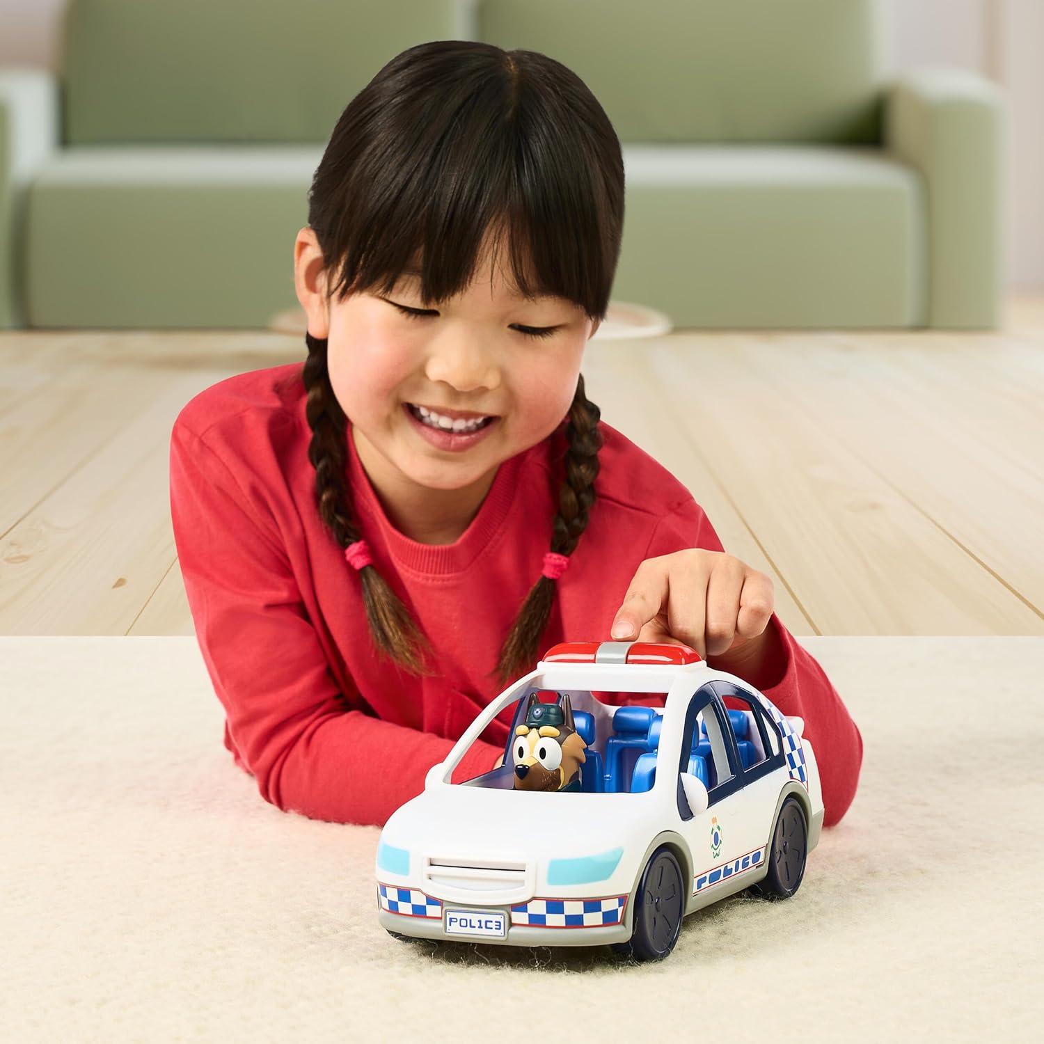 image:imageBluey Police Car Vehicle from The Special Episode The Sign Includes Police Car with Flashing Lights amp Sounds Policeman Figure and Themed Sticker Set Batteries Included