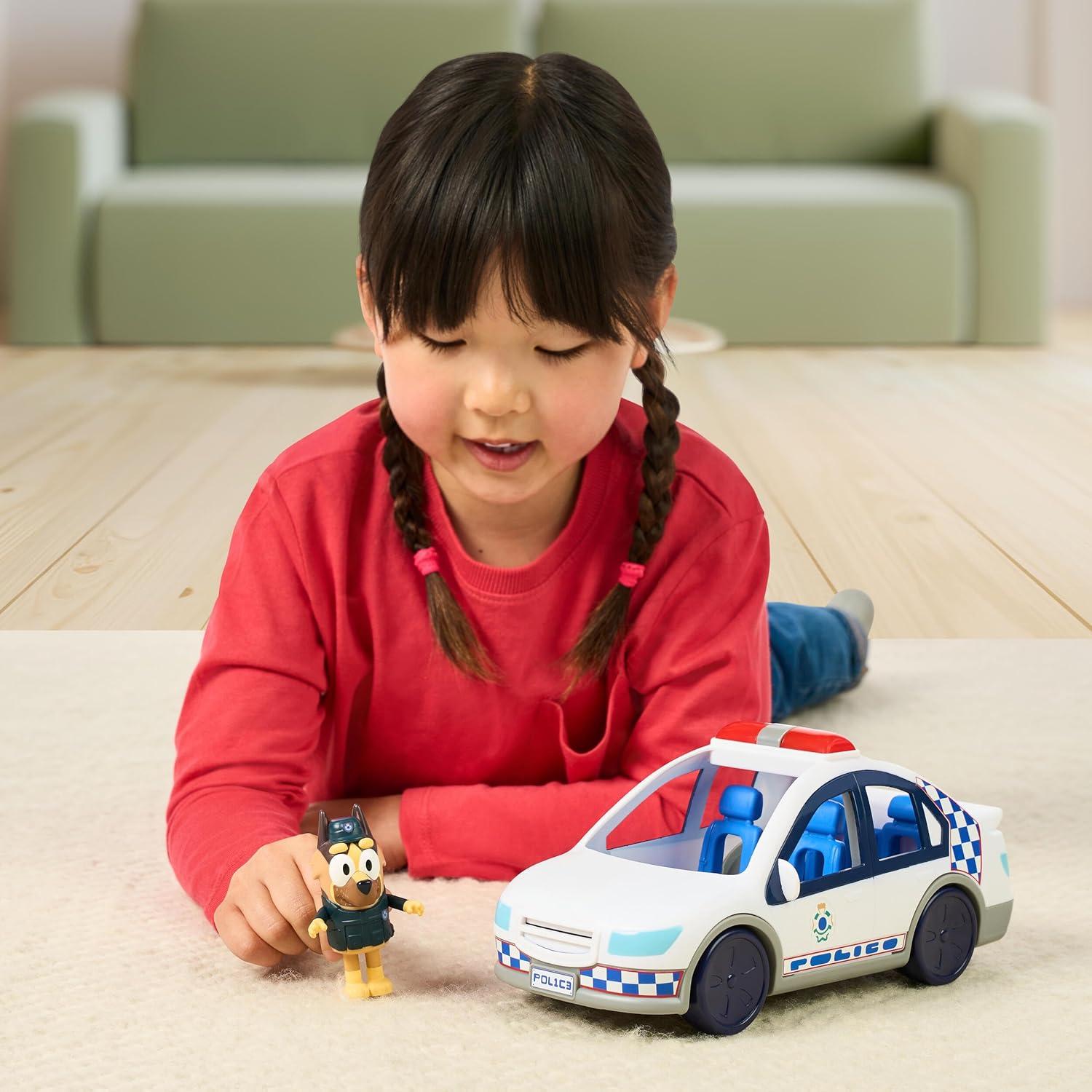 image:imageBluey Police Car Vehicle from The Special Episode The Sign Includes Police Car with Flashing Lights amp Sounds Policeman Figure and Themed Sticker Set Batteries Included