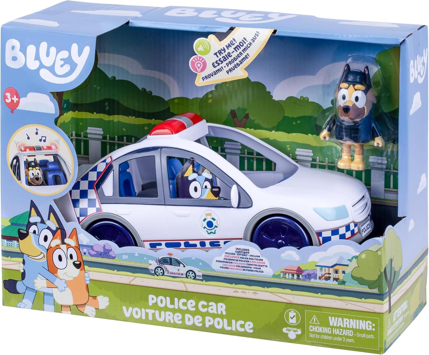 image:imageBluey Police Car Vehicle from The Special Episode The Sign Includes Police Car with Flashing Lights amp Sounds Policeman Figure and Themed Sticker Set Batteries Included