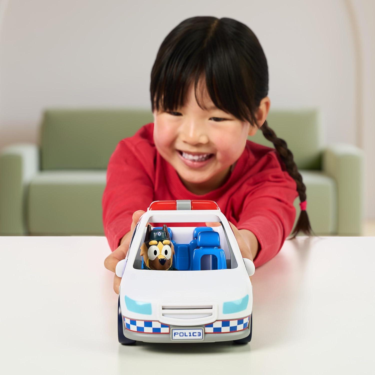 image:imageBluey Police Car Vehicle from The Special Episode The Sign Includes Police Car with Flashing Lights amp Sounds Policeman Figure and Themed Sticker Set Batteries Included