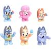 Bluey Fuzzies Deluxe Figure Pack. with 6 Specially Flocked Collectible Mini-Figures. Incl. 2 Surprise Figures (Blind Pack), Trading Card, and Collector’s Guide. 80 to Collect in Series 1!