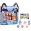 Bluey Fuzzies Deluxe Figure Pack. with 6 Specially Flocked Collectible Mini-Figures. Incl. 2 Surprise Figures (Blind Pack), Trading Card, and Collector’s Guide. 80 to Collect in Series 1!