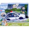 Bluey Police Car, Vehicle from The Special Episode The Sign. Includes Police Car with Flashing Lights & Sounds, Policeman Figure, and Themed Sticker Set. Batteries Included.
