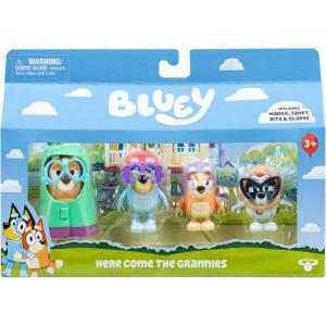 Bluey Figure 4-Pack Here Come The Grannies. 4 Episode-Themed Figures with Moving Arms & Accessories, 2.5-3″ (6-7.6 cm) Poseable Toys for Kids. Recreate Moments from The Episode Grannies.