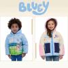 Bluey Girls Faux Shearling Zip Up Hooded Jacket Toddler to Big Kid Sizes (2T – 14-16)(Pink / Blue)