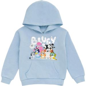 Bluey Girls Fleece Hoodie Toddler to Big Kid Sizes (2T – 14-16)(Light Blue  Bluey & Friends)