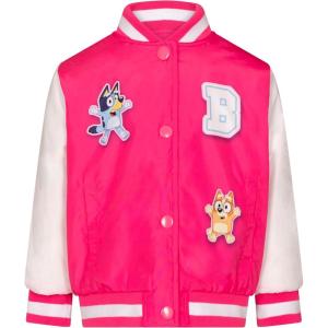Bluey Girls Varsity Bomber Jacket Toddler to Big Kid Sizes (2T – 10-12)(Pink)