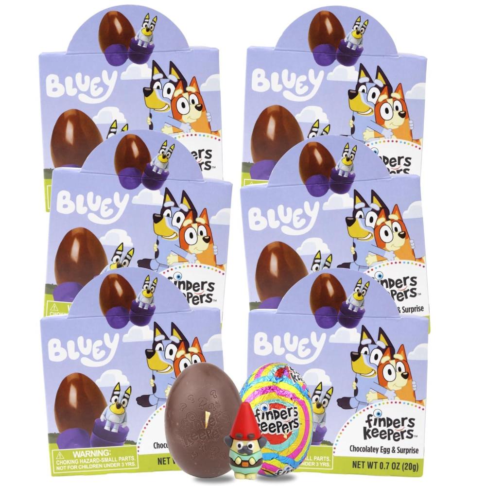 image:imageFinders Keepers Bluey Chocolatey Eggs Character Figurine Inside Birthday Party Favor Candy 6 Count