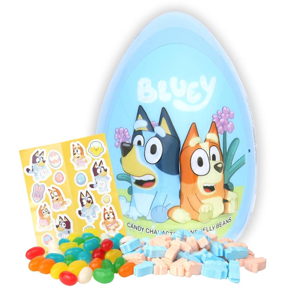image:imageGalerie Bluey Jumbo Easter Egg with Assorted Treats Includes Character Candy Jelly Beans and Stickers Basket Stuffer 271 Ounces