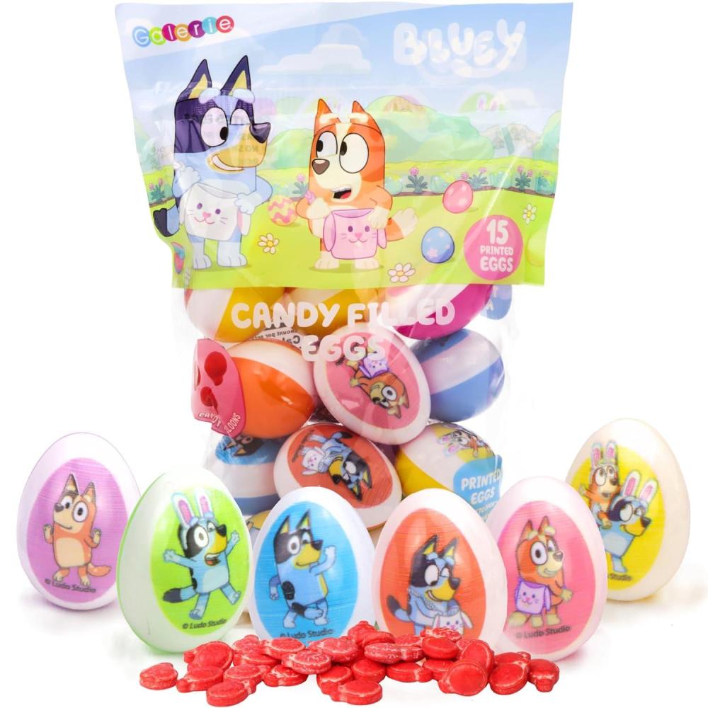 image:imageGalerie Bluey Themed Easter Eggs Red Hard Candy Pouches Inside Great for Egg Hunts 247 Ounces 15 Count