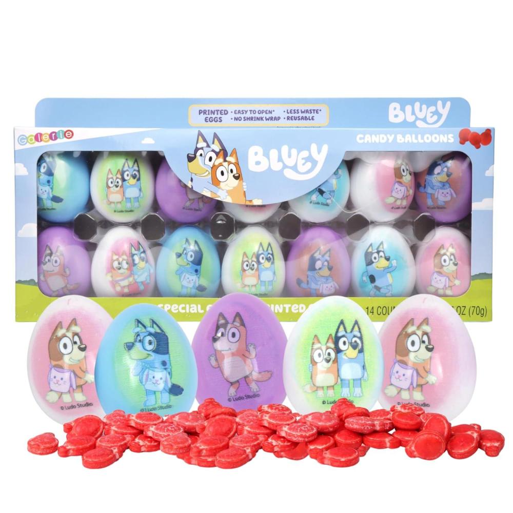 image:imageGalerie Bluey Themed Plastic Easter Eggs Red Hard Candy Pouches Inside Great for Egg Hunts 247 Ounces