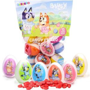 Galerie Bluey Themed Easter Eggs, Red Hard Candy Pouches Inside, Great for Egg Hunts, 2.47 Ounces, 15 Count