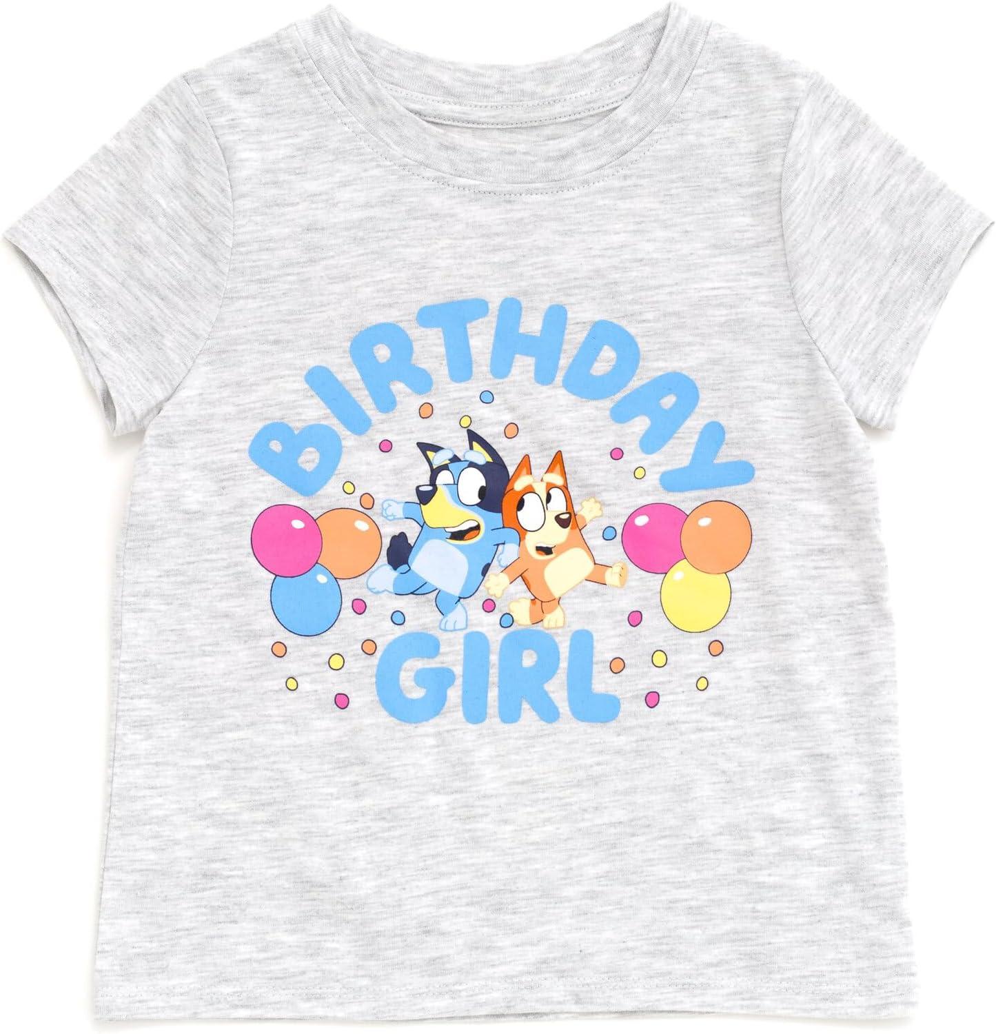 image:imageBluey Floral Birthday TShirt and Mesh Tulle Skirt Outfit Set Infant to Big Kid Sizes 12 Months 1012Heather Gray Sky Blue