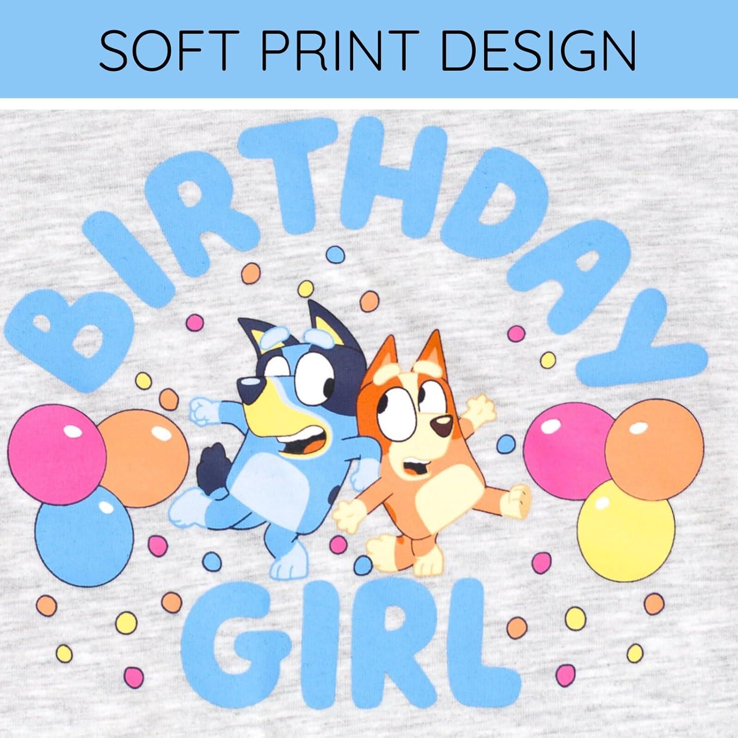 image:imageBluey Floral Birthday TShirt and Mesh Tulle Skirt Outfit Set Infant to Big Kid Sizes 12 Months 1012Heather Gray Sky Blue