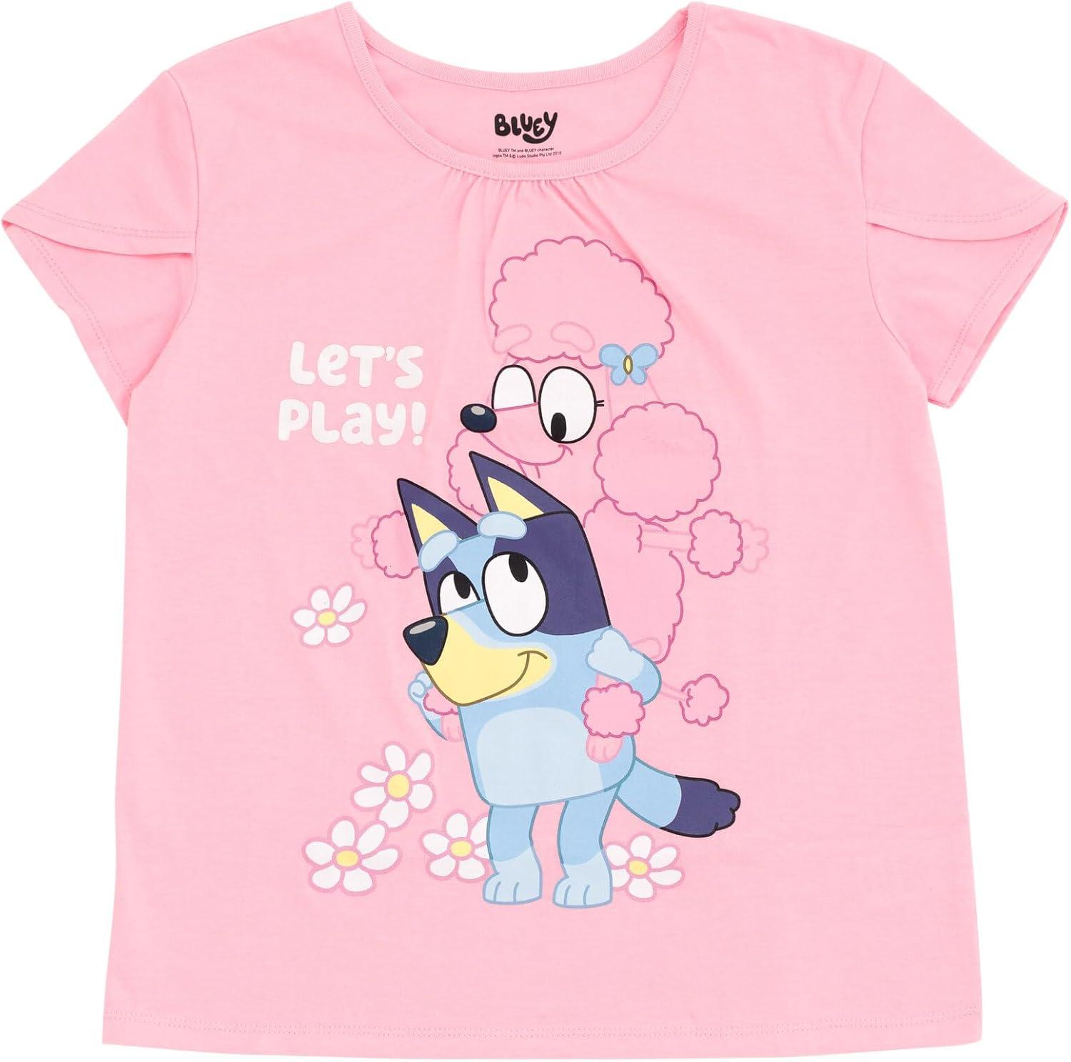 image:imageBluey Floral Birthday TShirt and Mesh Tulle Skirt Outfit Set Infant to Big Kid Sizes 12 Months 1012Pink Blue