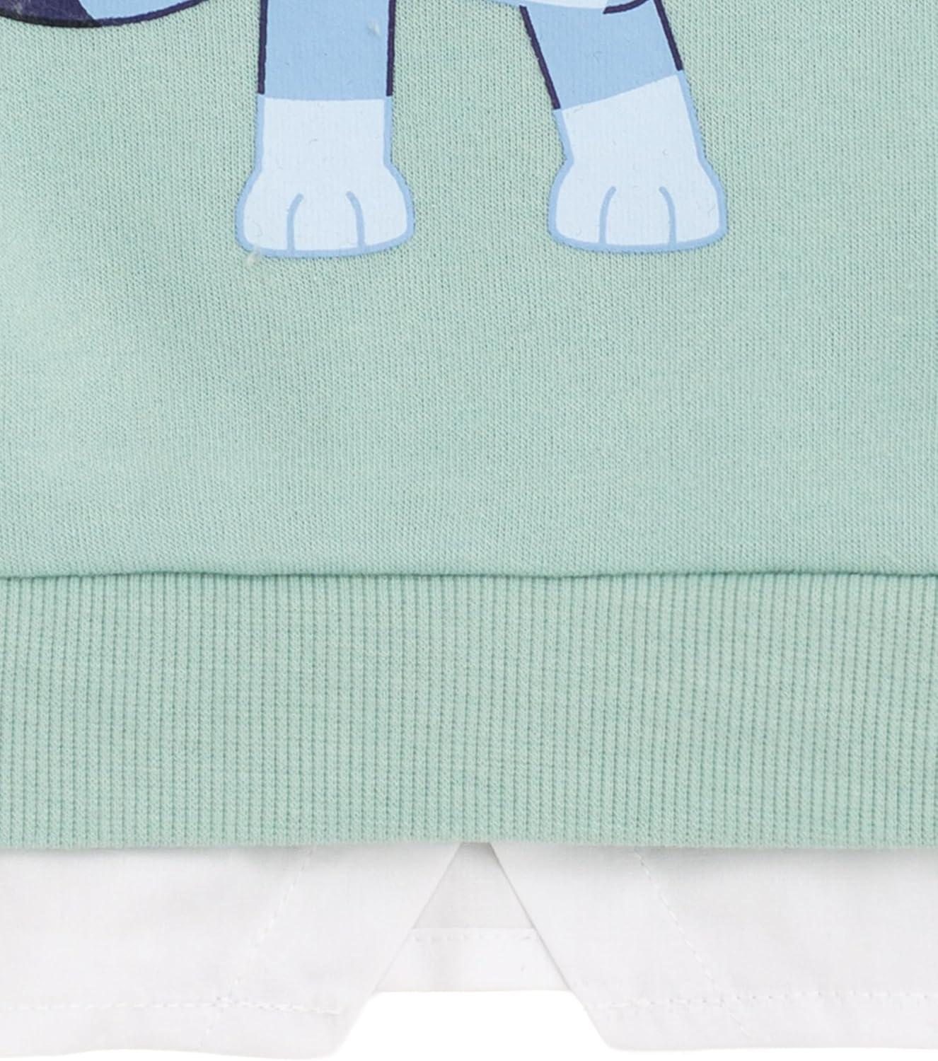 image:imageBluey Girls Fleece Drop Shoulder Pullover Sweatshirt amp Scuba Pleated Skort Outfit Set Toddler to Big Kid Sizes 2T 1012Green