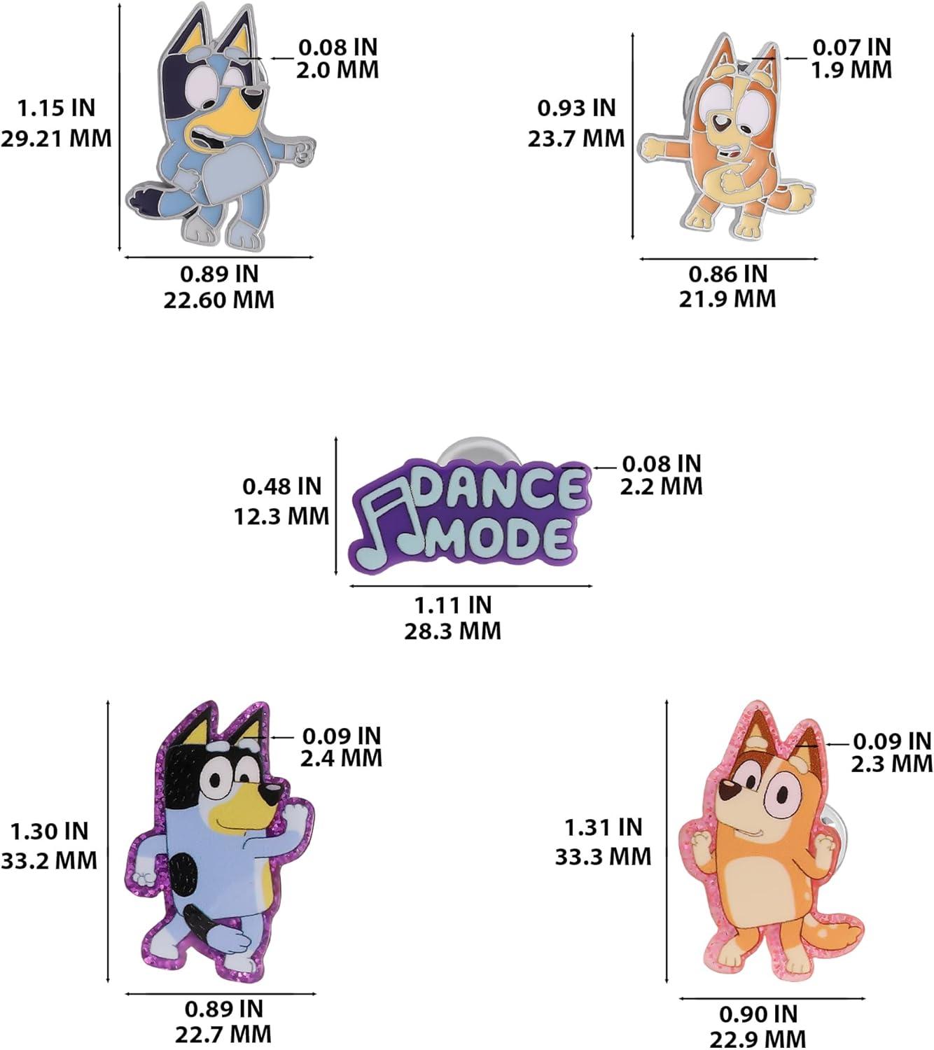 image:imageBluey Pins Dance Mode 5 Pack Official License Pin Set for Backpacks Bags Jackets Valentines Bluey Gifts
