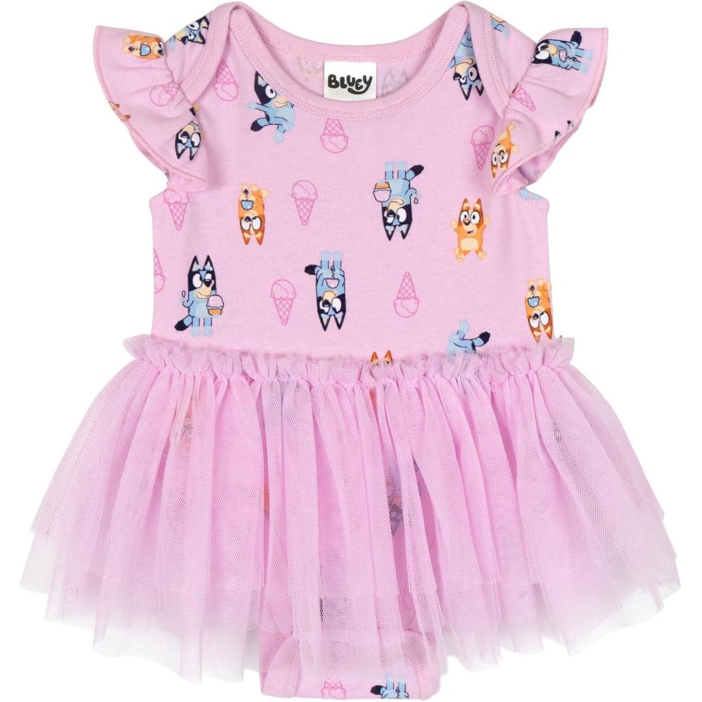 image:imageBluey Baby Girls Ruffle Bodysuit Dress Newborn to Infant Sizes Newborn 24 MonthsPink