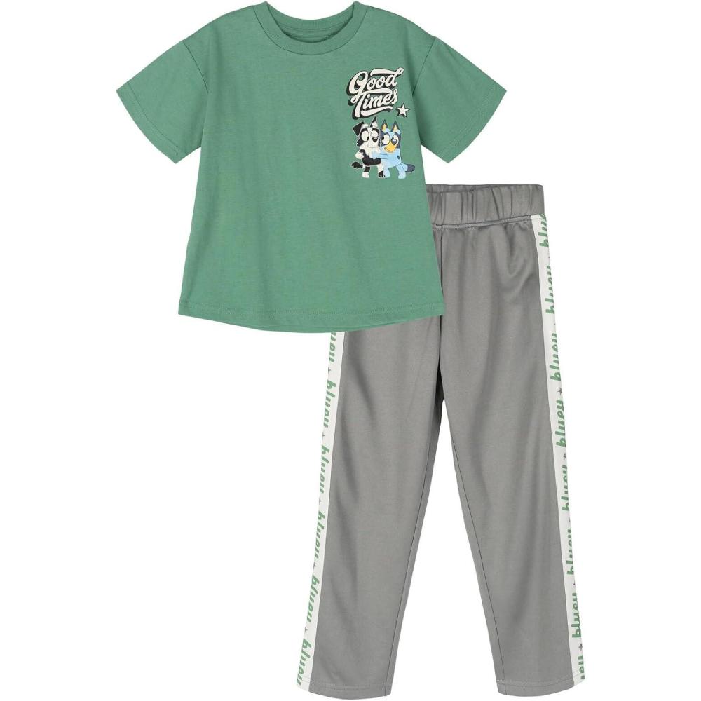 image:imageBluey TShirt and Pants Outfit Set Toddler to Little Kid Sizes 2T 78Sage Green Gray