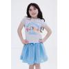 Bluey Floral Birthday T-Shirt and Mesh Tulle Skirt Outfit Set Infant to Big Kid Sizes (12 Months – 10-12)(Heather Gray / Sky Blue)