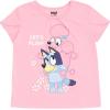 Bluey Floral Birthday T-Shirt and Mesh Tulle Skirt Outfit Set Infant to Big Kid Sizes (12 Months – 10-12)(Pink / Blue)