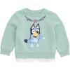 Bluey Girls Fleece Drop Shoulder Pullover Sweatshirt & Scuba Pleated Skort Outfit Set Toddler to Big Kid Sizes (2T – 10-12)(Green)