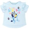 Bluey Girls T-Shirt and Chambray Shorts Outfit Set Toddler to Big Kid Sizes (2T – 10-12)(Sky Blue)