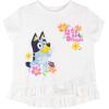 Bluey Girls T-Shirt and Chambray Shorts Outfit Set Toddler to Big Kid Sizes (2T – 10-12)(White / Green)