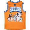 Bluey Mesh Jersey Athletic Tank Top and Basketball Shorts Outfit Set Toddler to Little Kid Sizes (2T – 7-8)(Orange / Blue)